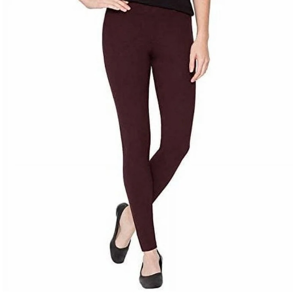 Matty M Women Slub Ponte Stretch Legging Pants With Pockets Deep Burgundy Large